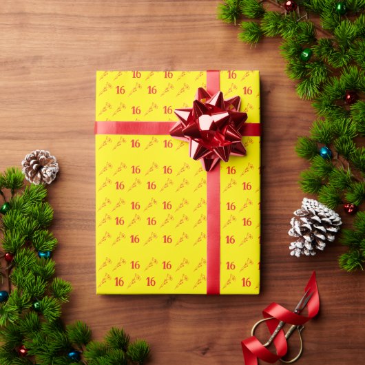 Bright Red & Yellow Floral  Cadeaupapier (Feestdagen Geschenken)