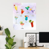 Bright regenboog cocktail party leuk drinken viere poster (Thuiskantoor)