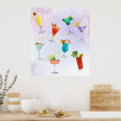 Bright regenboog cocktail party leuk drinken viere poster (Keuken)