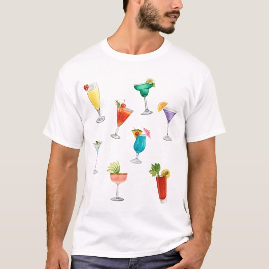 Bright regenboog cocktail party leuk drinken viere t-shirt (Voorkant)