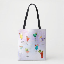 Bright regenboog cocktail party leuk drinken viere tote bag
