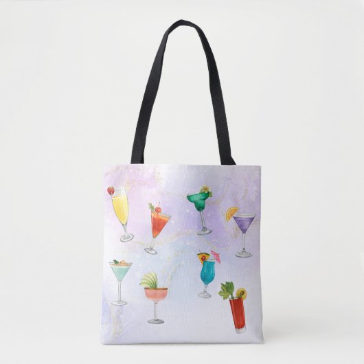 Bright regenboog cocktail party leuk drinken viere tote bag (Voorkant)