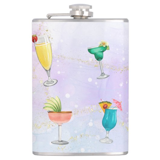 Bright regenboog cocktail party leuke drinken heupfles (Voorkant)