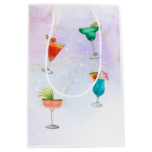 Bright regenboog cocktail party leuke drinken medium cadeauzakje (Voorkant)