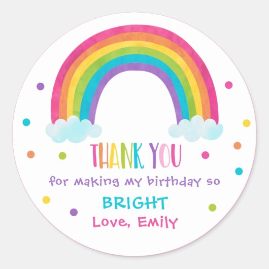 Bright regenboogfeest cadeautje ronde sticker (Voorkant)