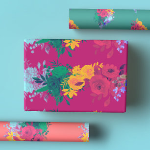 Bright regenboogFloral bruiloft Inpakpapier Vel