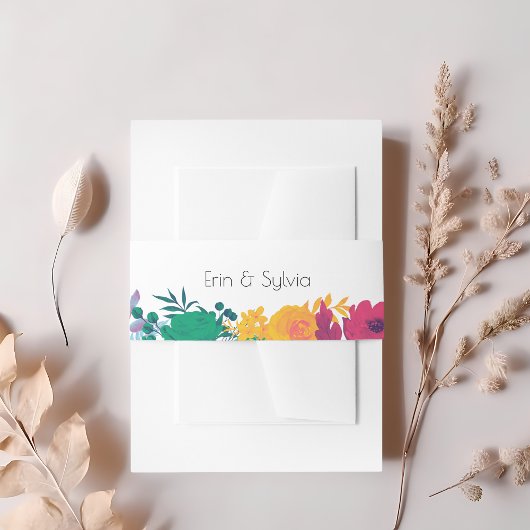 Bright regenboogFloral bruiloft Uitnodigingen Wikkel