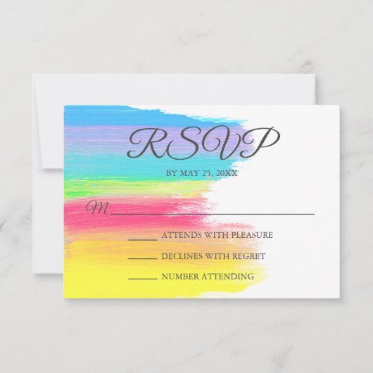 Bright regenboogmodern LGBTQ Cheerful Gay Couple RSVP Kaartje (Voorkant)