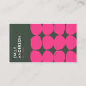 BRIGHT RETRO BIG HAND DRAADT PINK GRAY POLKA DOTS VISITEKAARTJE (Voorkant)