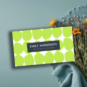 BRIGHT RETRO BIG HAND DRAAGT LIME GROEN POLKA DOTS VISITEKAARTJE