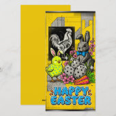 Bright retro card celebrating Easter  Feestdagenkaart (Voorkant / Achterkant)