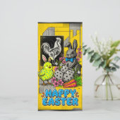 Bright retro card celebrating Easter  Feestdagenkaart (Staand voorkant)