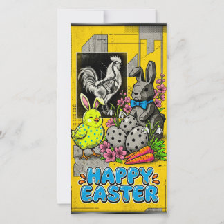 Bright retro card celebrating Easter  Feestdagenkaart