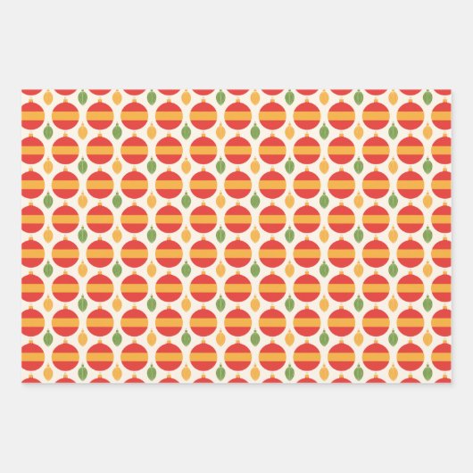 Bright Retro Christmas Ornament Wrapping Paper (Voorkant 2)