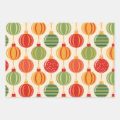 Bright Retro Christmas Ornament Wrapping Paper (Voorkant)