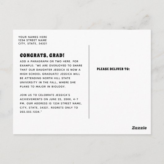 Bright Retro Design 2025 Foto Afstuderen Briefkaart (Achterkant)