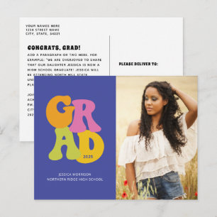 Bright Retro Design 2025 Foto Afstuderen Briefkaart