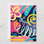 Bright Retro Doodles Casual huwelijksreceptie Kaart (Achterkant)