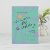 Bright Retro Flower Power 18th Birthday Kaart (Staand voorkant)