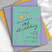 Bright Retro Flower Power 18th Birthday Kaart