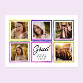 Bright Retro Grad Photo Collage Frames Graduation  Aankondiging