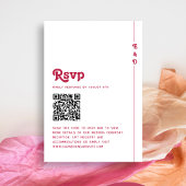 Bright Retro Hot Pink Monogram Wedding QR-code RSVP Kaartje
