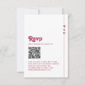 Bright Retro Hot Pink Monogram Wedding QR-code RSVP Kaartje (Voorkant)