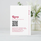 Bright Retro Hot Pink Monogram Wedding QR-code RSVP Kaartje (Staand voorkant)