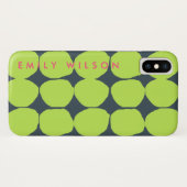 BRIGHT RETRO HUGE HAND DRAADT GROEN BLAUWE POLKA D Case-Mate iPhone CASE (Achterkant (horizontaal))