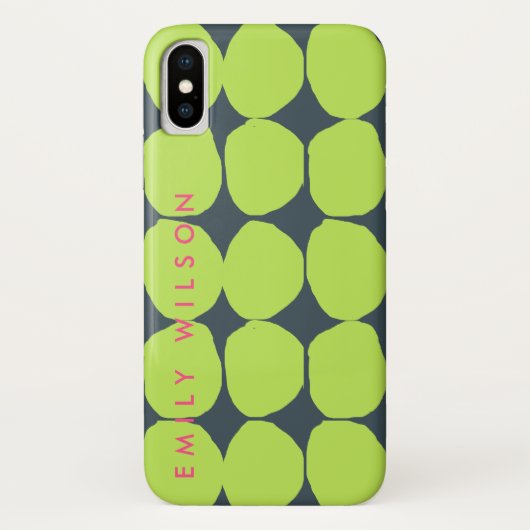 BRIGHT RETRO HUGE HAND DRAADT GROEN BLAUWE POLKA D Case-Mate iPhone CASE (Achterkant)