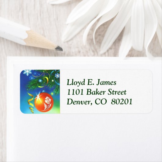 Bright Retro Kerstbollen Retour Adreslabel Etiket (Insitu)