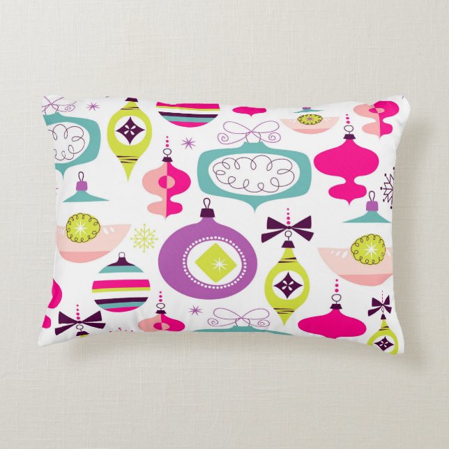 Bright Retro kerstversieringen Accent Kussen (Achterkant)