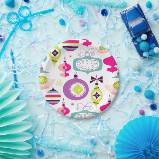 Bright Retro kerstversieringen Papieren Bordje (Feest)