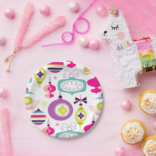 Bright Retro kerstversieringen Papieren Bordje (Feest)
