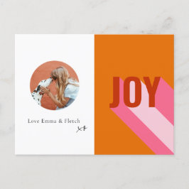 Bright Retro Kleurrijke Joy Big Circle Lijst Foto Feestdagenkaart