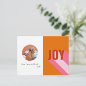 Bright Retro Kleurrijke Joy Big Circle Lijst Foto Feestdagenkaart (Staand voorkant)