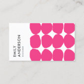 BRIGHT RETRO LARGE HAND DRAADT PINK POLKA DOTS VISITEKAARTJE (Voorkant)