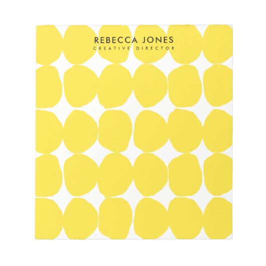 BRIGHT RETRO LARGE HAND GETROKKEN GEEL POLKA DOTS NOTITIEBLOK (Voorkant)