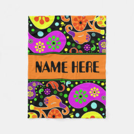 Bright Retro Paisley Patroon Aangepaste Naam Deken