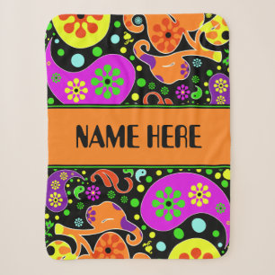 Bright Retro Paisley Patroon Aangepaste Naam Deken