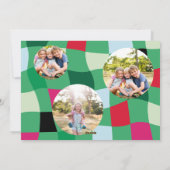 Bright Retro Plaid 4 foto het gelukkigst Feestdagenkaart (Achterkant)