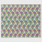 Bright Retro Santa Claus vintage kerst Cadeaupapier (Vlak)