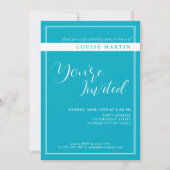 Bright Rich Sky Blue Aangepaste verjaardagsuitnodi Kaart (Voorkant)