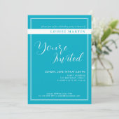 Bright Rich Sky Blue Aangepaste verjaardagsuitnodi Kaart (Staand voorkant)