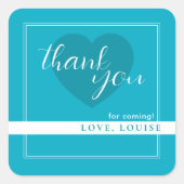 Bright Rich Sky Blue Bedankt Heart Sticker (Voorkant)