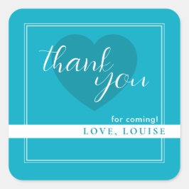 Bright Rich Sky Blue Bedankt Heart Sticker