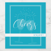 Bright Rich Sky Blue Eigen Wijnlabel Wijn Etiket (Enkel label)