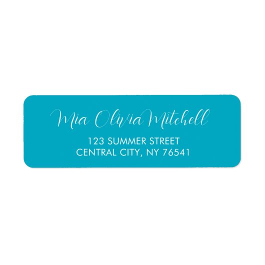 Bright Rich Sky Blue Retour-adreslabels Etiket (Voorkant)