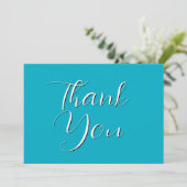 Bright Rich Sky Blue Thank You Card Bedankkaart (Staand voorkant)