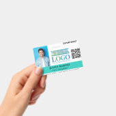 Bright Robin Egg Logo Foto QR Code Medewerker ID Badge (Handheld)